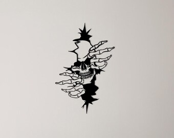 Edgy Skull Metal Wall Art, Gothic Home Decor