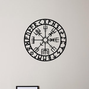 Vegvisir Runic Metal Wall Decor, Vegvisir Wayfinder Metal Wall Art, Viking Compass Wall Art,  Nordic Decor, Viking Symbol of Protection