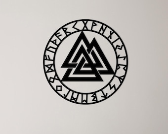 Vegvisir Runic Metal Wall Art, Viking Norse Decor