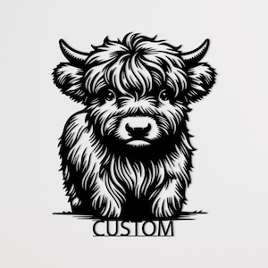 Custom Highland Cow Metal Sign,Personalized Highland Cow Farm Welcome Sign,Highland Cow Metal Wall Art, Farmhouse Decor,Cow Door Hanger Sign