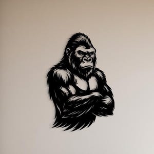 Gorilla Metal Wall Art, Wild Animal Decor, Bold Gorilla Head Metal Sculpture, Jungle Themed Home Decor, Metal Wall Art Gym Decor or Man Cave