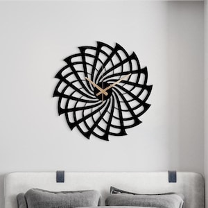 Modern Black Large Wall Clock, Geometric Design Wall Clock,Unique Silent Clock,Minimalist Clock ,Wall Clock Art,Housewarming Gift Home Decor