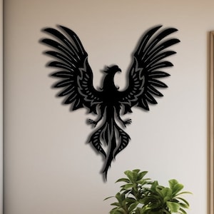 Phoenix Metal Wall Decor, Contemporary Wall Decor, Mythical Bird Art, Minimalist Unique Home Decor, Housewarming Gift,Large Phoenix Wall Art