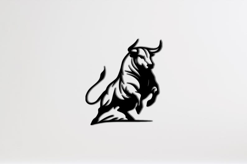 Charging Bull Metal Wall Art, Modern Black Bull Silhouette, Powerful Animal  Wall Art, Bullish Metal Art, Bitcoin Bull Wall Decor