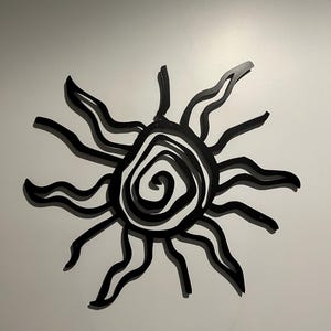 Metal  Wacky Sun Wall Art, Unique Metal Sun,  Hippie Fun Wacky Sun, Sun Wall Art, Outdoor Decor, Whimsical Spiral Sun, Patio Porch Decor
