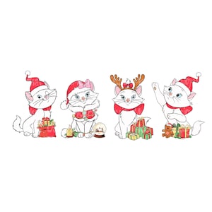 Kerstaristokatten Png, Kerstverlichting Svg, Marie Svg, Kerstmis Marie, kerstkat png, Marie Shirt Svg, schattige kat png