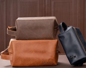 Personalized Leather Toiletry Bag: Custom Dopp Kit, Groomsmen Gift