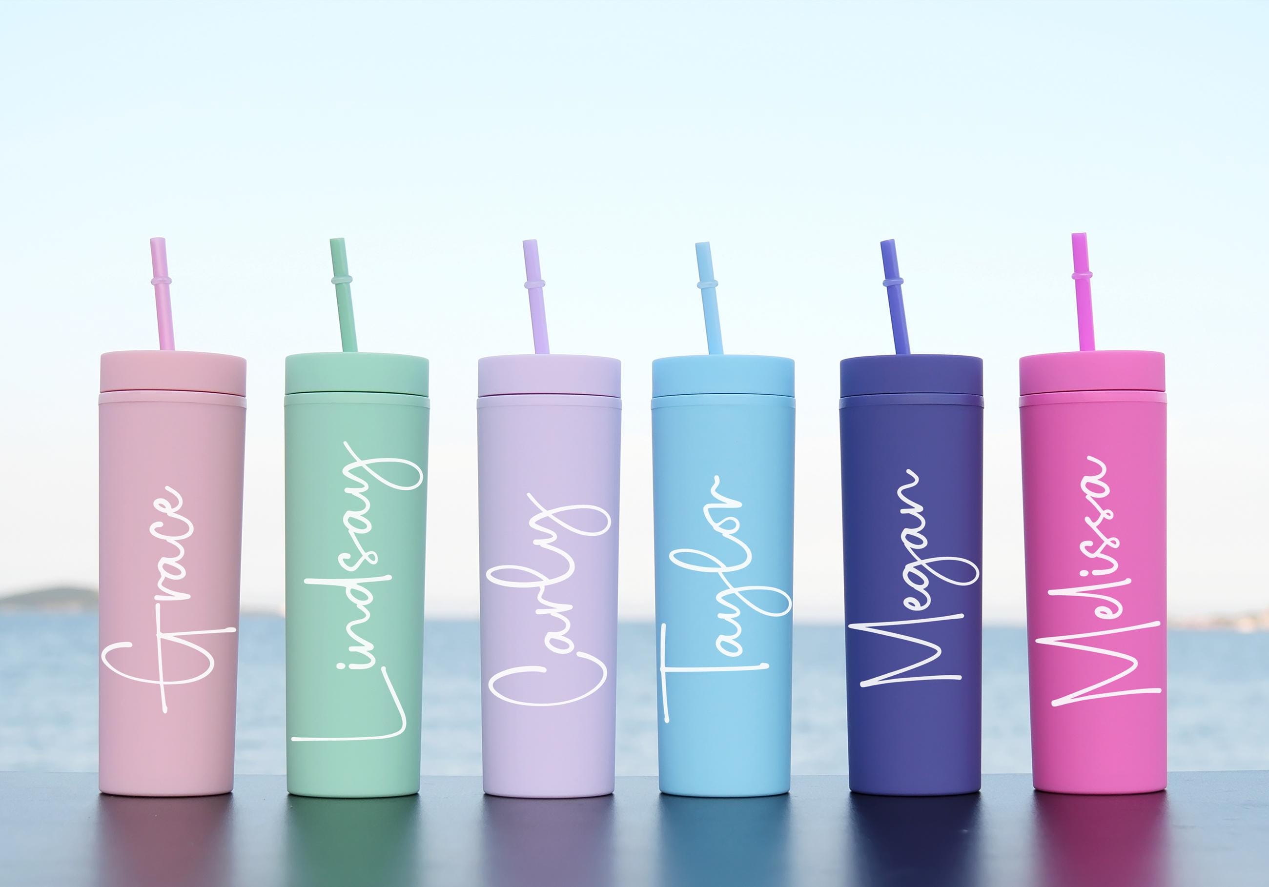 Personalized Tumbler with Lid and Straw, Custom Skinny Tumbler, Pastel Matte Cup, Bridesmaids Gifts, Bridesmaid Proposal, Bridal Shower Gift