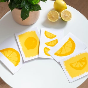 Postcard Set LEMONS with 10 hand-printed greeting cards A6 - Screen Print