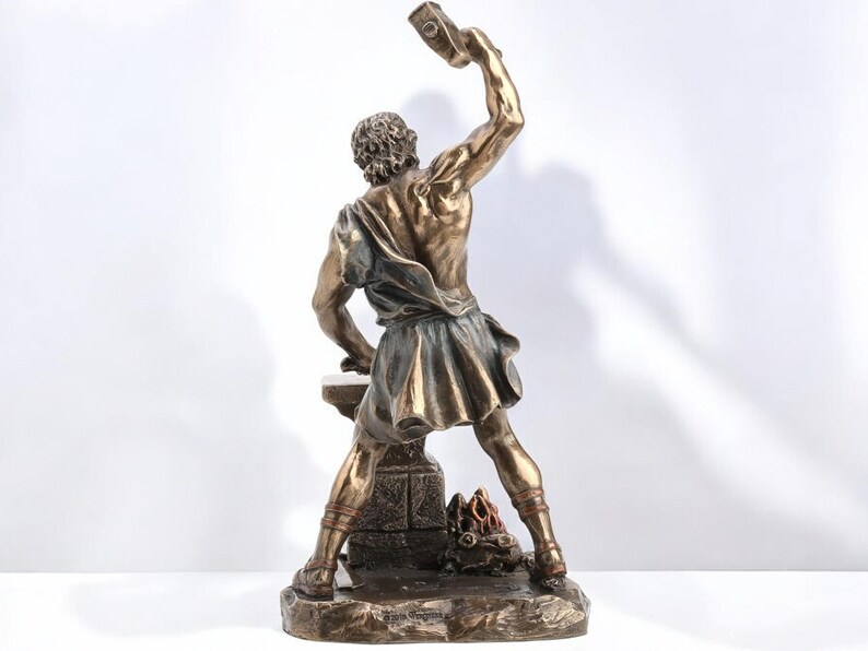 Hephaestus Greek Mythology Statue, Bronze Coated Cold Cast Resin
