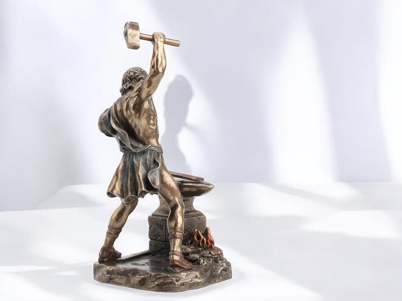 Hephaestus Greek Mythology Statue, Bronze Coated Cold Cast Resin
