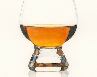 Neat - Bourbon Watercolor Fine Art Print