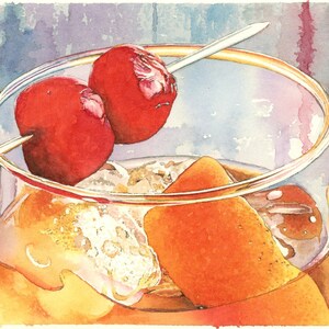 Old Fashioned Watercolor Print - 15x7