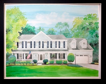 Custom Watercolor House Portrait - 11x14