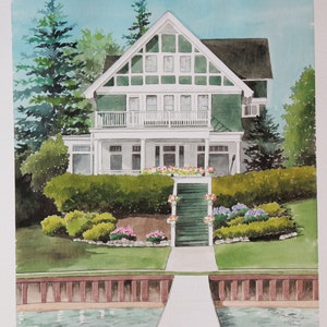 Custom Watercolor House Portrait - 8x10