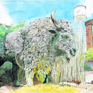 The Buffalo - Watercolor Fine Art Print - 11x14