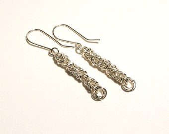 Sterling Silver Byzantine Rose Earrings-Chainmaille