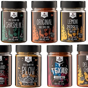 Oak&#39;A BBQ Gewürz Mix Collection - Steaks, Burger, Huhn, Shashlik, Plov, LemonPepper, Texas BBQ Gewürze (140-200g)