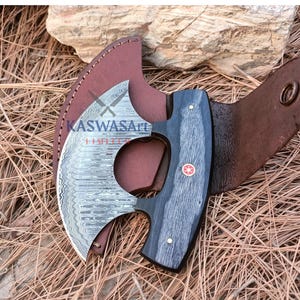 Viking Pizza Cutter Axe: Hand-Forged Steel Blade with Leather Sheath Best Gift For Sheff Or Kitchen Master Best Gift For Christmas