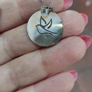 Bird Pendant, Sterling Silver Necklace, Monogram Pendant, Freedom Choker, Nature Jewelry,  Round Pendant, Gift For Nature Lovers