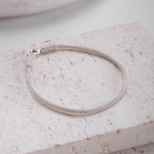 Tiny Braided Bracelet for Women, Thin Woven Bracelet, Link Chain Bracelet for Wife, Crochet Bridesmaid Bracelet, White Celtic Bracelet