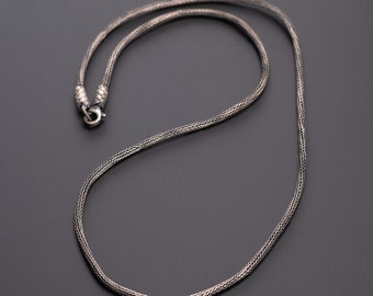 Colar de 2 mm feito à mão para homens, colar de corrente de corda para marido, colar grosso de prata 999, colar de malha, colar viking oxidado