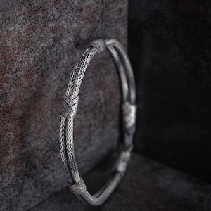 Double Row Braided Bracelet, BFF Bracelet for Men, Hand Weave Bracelet for Husband, Silver Rope Bracelet, Oxidize Celtic Bracelet