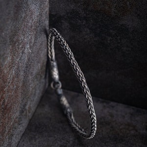 Thin Rope Braided Bracelet, 999 Silver Kazaz Bracelet for Men, Weave Celtic Bracelet, Twist Oxidized Bracelet for Husband, Elegant Bracelet