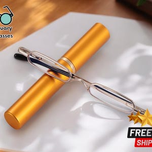 Occhiali da lettura unisex compatti e sottili / Occhiali da vista in metallo leggeri / Design portatile a forma di tubo / Comodi occhiali con cerniera a molla