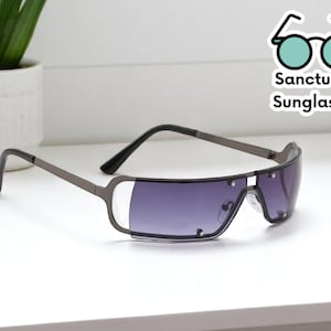 Occhiali da sole ovali futuristici / Occhiali retrò Y2K / Occhiali da sole alla moda con montatura in metallo / Occhiali in stile cyberpunk / Look streetwear unisex