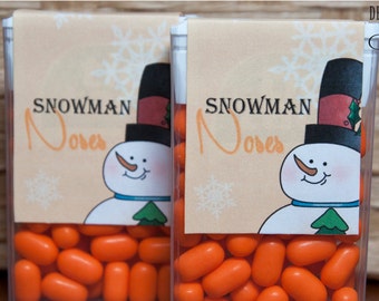 Tic Tac Snowman Noses - Printable Party Favors, DIY Christmas Candy Wrappers, Holiday Mints, Xmas Treats, School Gifts, Hanukkah Sticker