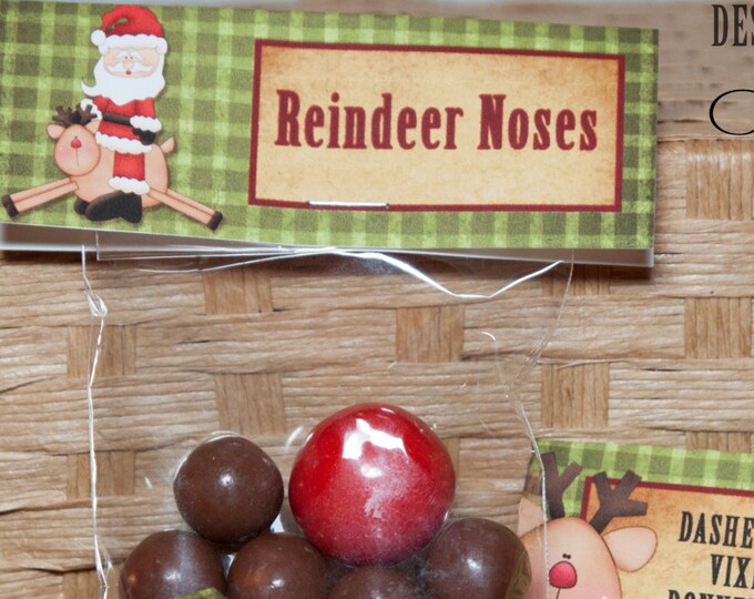 Reindeer Noses Treat Bag Topper Printable Candy Bags Funny - Etsy