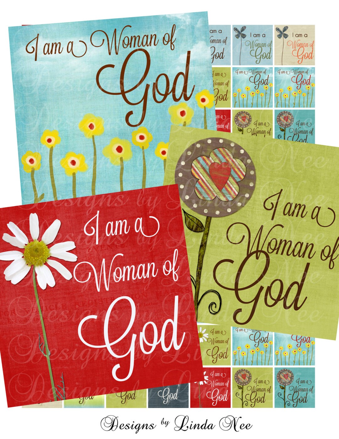 Instant Download NEW Christian Woman of God 2 X 2 Inch Images Digital