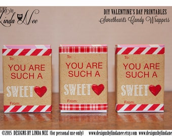 Sweethearts Candy Wrappers - You are such a SWEET HEART - Candy Labels Instant Download Printable ~ Kid's Valentine Card ~ Craft DIY Wrapper