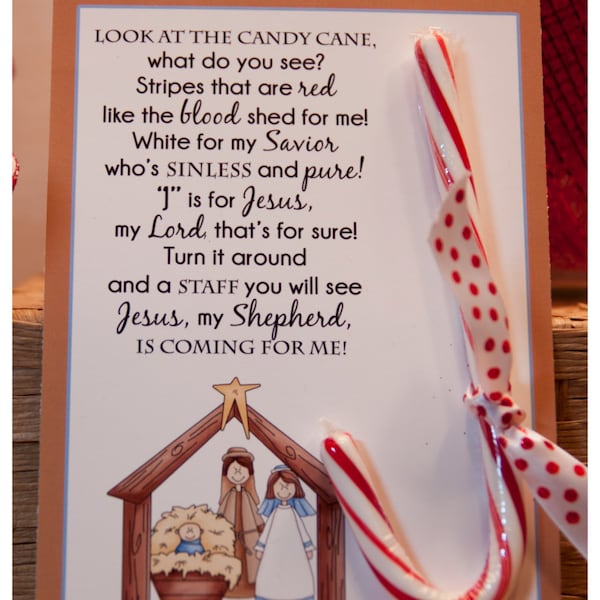 Legend of the Candy Cane Nativity Card, Printable Christian Card for Witnessing at Christmas, Jesus is the Reason for the Season Printable