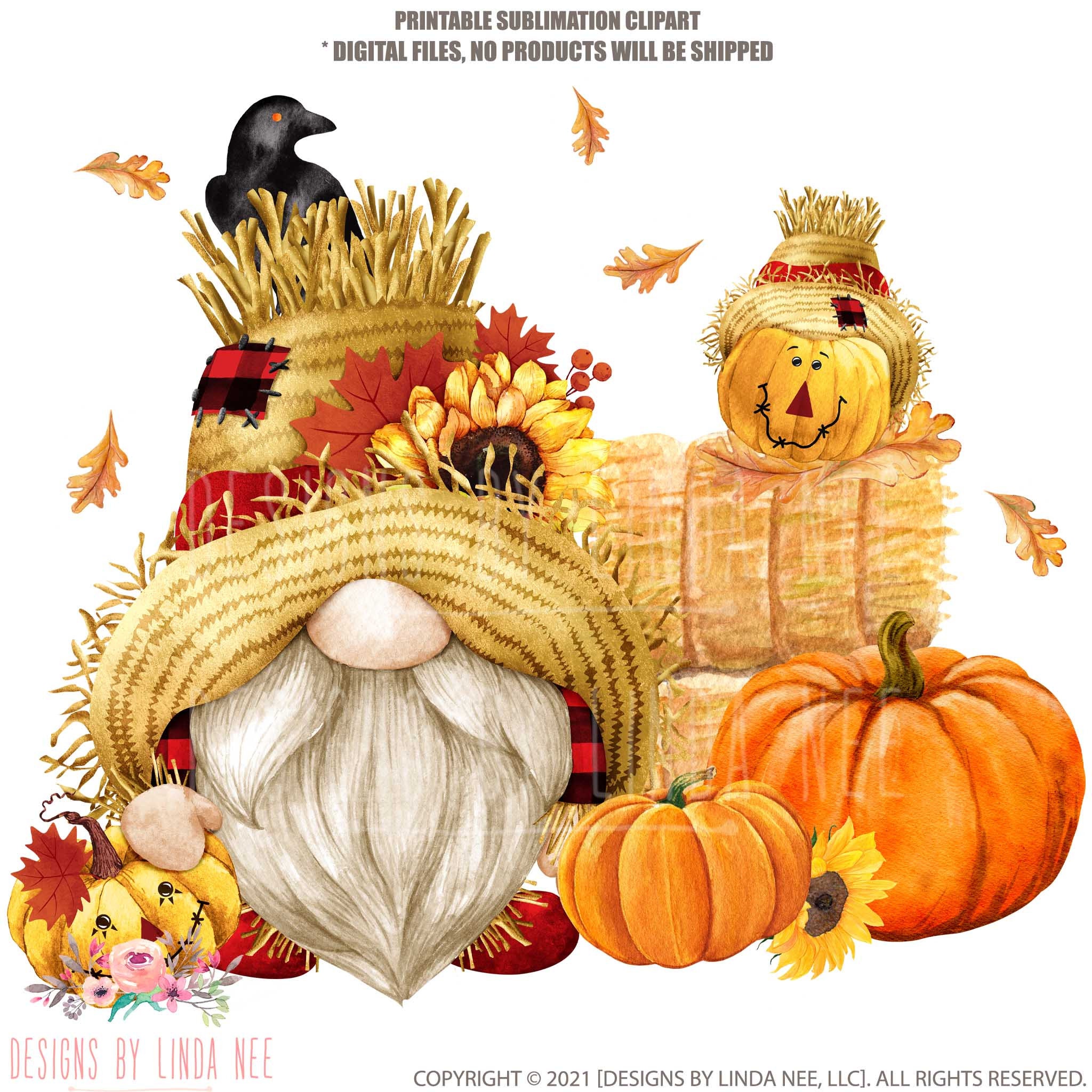 Fall Gnome PNG Scarecrow Gnome Clipart Coffee Tumbler Etsy