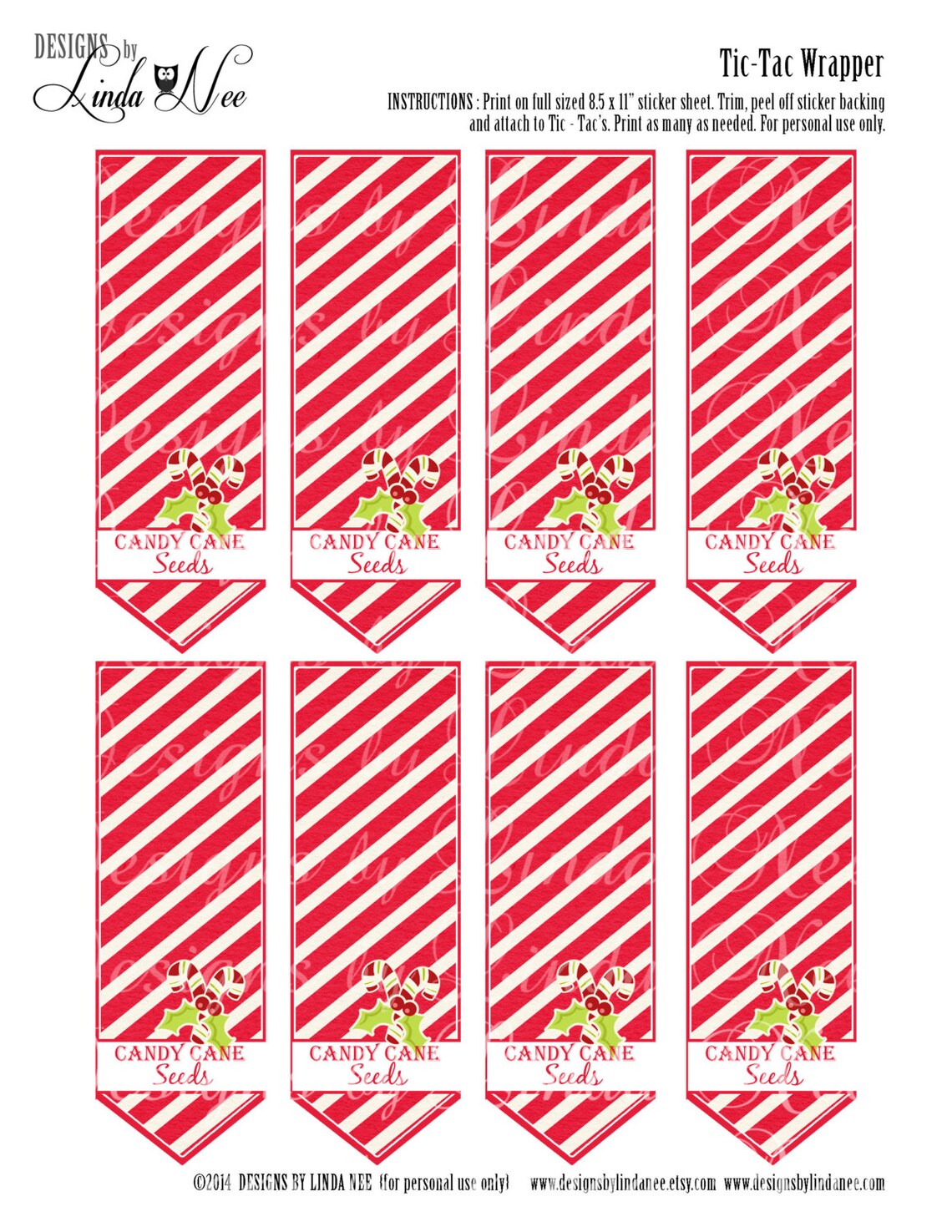 Tic Tac Candy Cane Seeds Printable Party Package Snowmen - Etsy