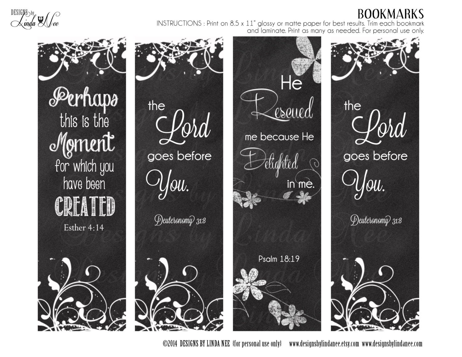 BOOKMARKS Printable Christian Scripture 7 BOOKMARKS picture