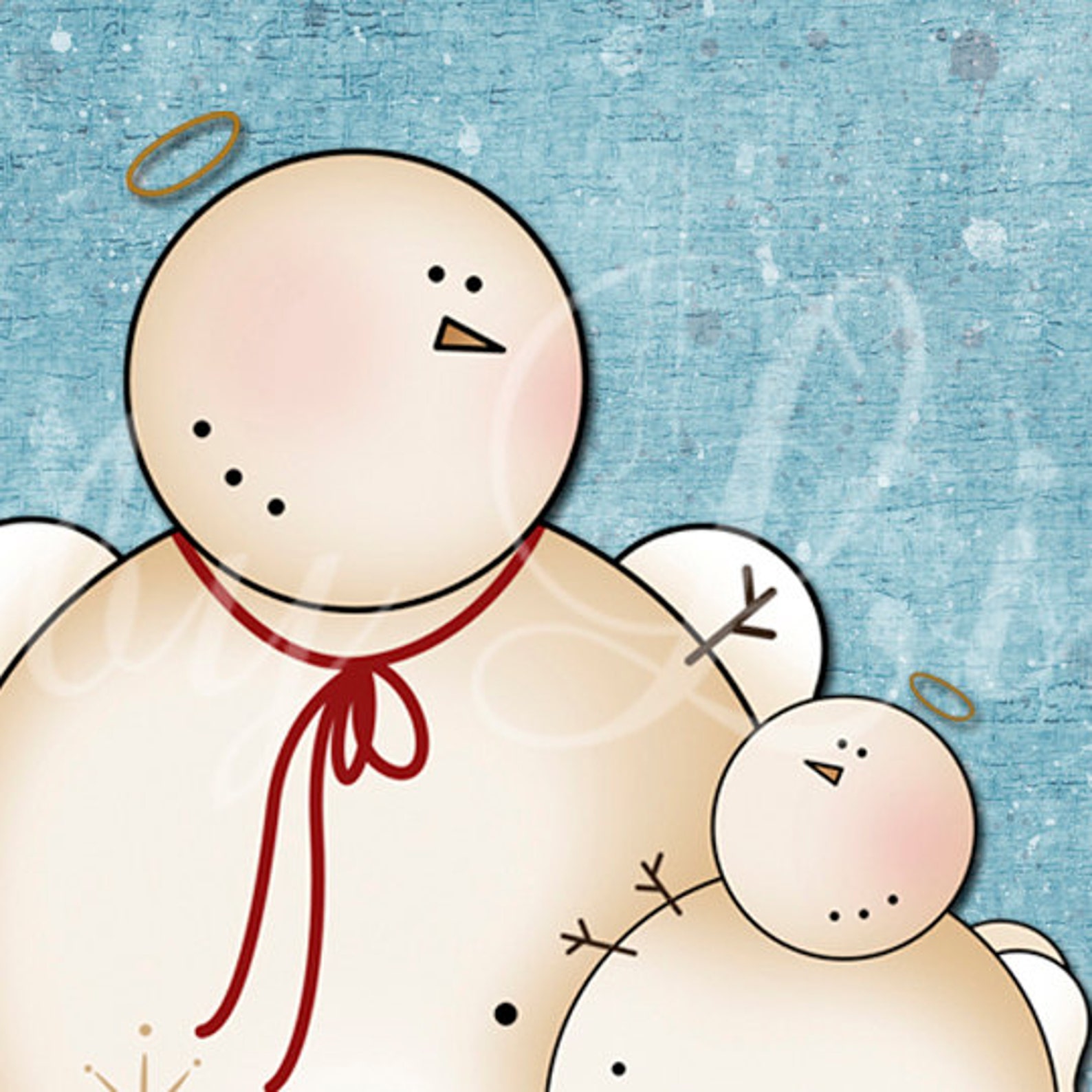 Instant Download Snowman Angels 2 X 2 Inch Images Digital Etsy