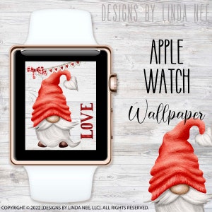 Valentine Gnome Apple Watch Wallpaper, Love Gnome Wallpaper for Apple Watch Face, Apple Watch Face, Apple Watch Decor, Gnome Lover 5-VAL001