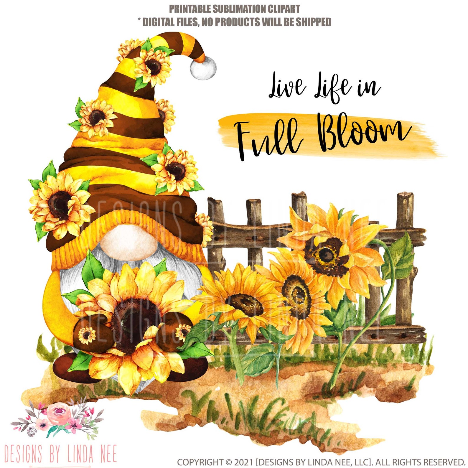 Sunflower Gnome Clipart Summer Gnome PNG Coffee Tumbler | Etsy