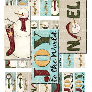 BAŁWAN (1 x 1,5 cala) Obrazy mikroskopowe na płytkach, Radość dla świata, kraj, Boże Narodzenie, scrapbooking, cyfrowy kolaż, obrazy zimowe, magnesy