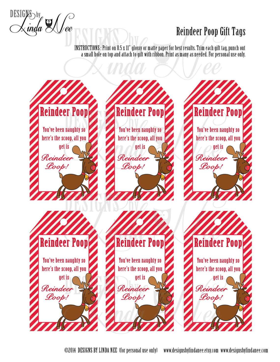 Reindeer Poop Brights Gift Tag Label Printable Party Etsy