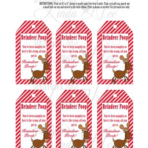 Reindeer Poop Brights - Gift Tag Label - Printable - Party Package - Rudolph - Craft Fair ...