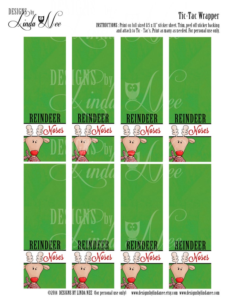 Free printable reindeer noses labels