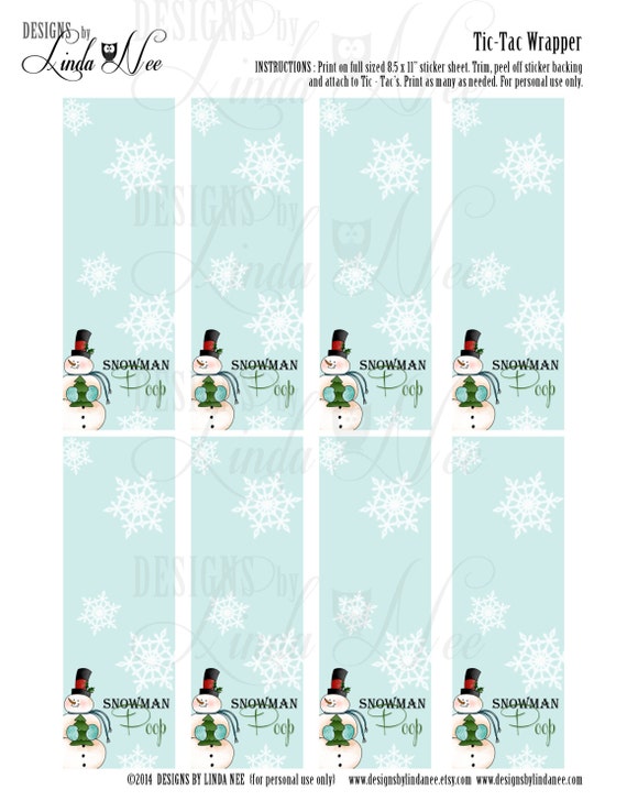 Tic Tac Labels, Tic Tac Snowman Poop, Tic Tac Favors, Christmas Printable Tic Tac Labels, Funny Tic Tac Labels, Instant Download, Stickers