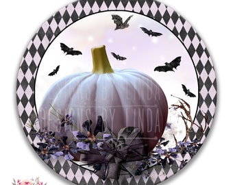 Halloween Pumpkin Wreath Center Sign PNG, Sublimation Round PNG, Printable Digital Download, 12" Wall Art Door Hanger, Pumpkins 5-X-HAL039