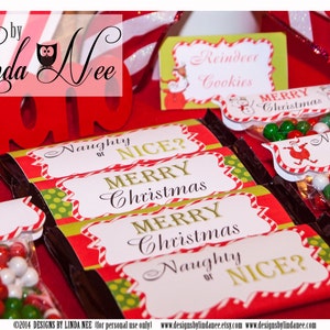 Christmas Candy Bar Wrappers, Santa Christmas Large 1.55 oz Hershey Bar Candy Wrappers, Christmas Printable DIY Favors, Hershey Wrappers image 1