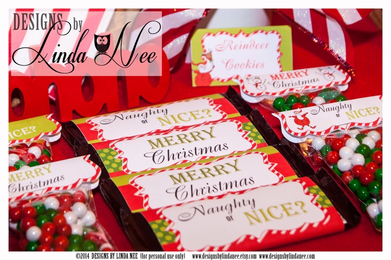 Christmas Candy Bar Wrappers, Santa Christmas Large 1.55 oz Hershey Bar Candy Wrappers, Christmas Printable DIY Favors, Hershey Wrappers image 1