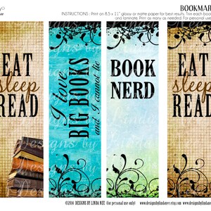 BOOKMARKS ~ Printable BOOK Nerd Bookmarks - Instant Download - DIY ...